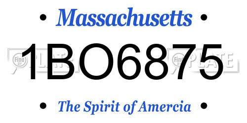 1BO6875 Massachusetts License Plate