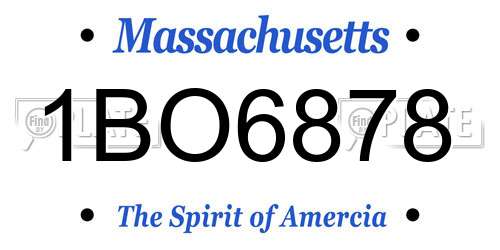 1BO6878 Massachusetts License Plate