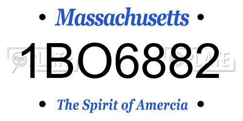 1BO6882 Massachusetts License Plate