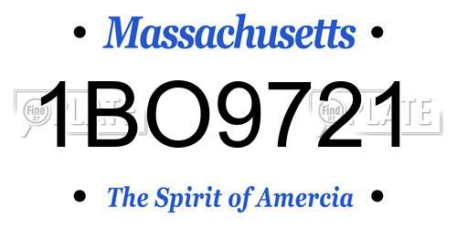 1BO9721 Massachusetts License Plate