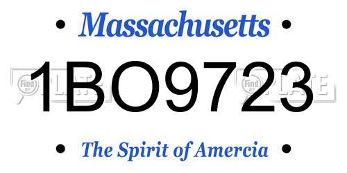 1BO9723 Massachusetts License Plate