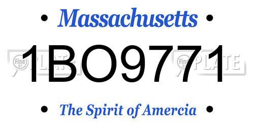 1BO9771 Massachusetts License Plate
