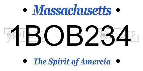 1BOB234 Massachusetts License Plate