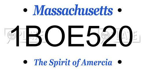 1BOE520 Massachusetts License Plate