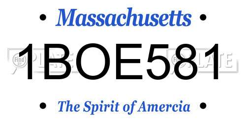 1BOE581 Massachusetts License Plate