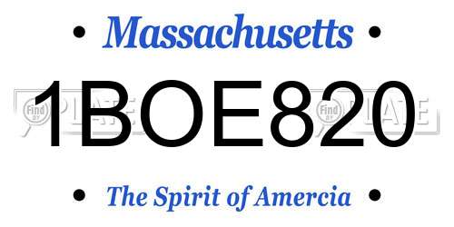 1BOE820 Massachusetts License Plate