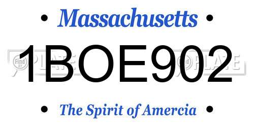 1BOE902 Massachusetts License Plate