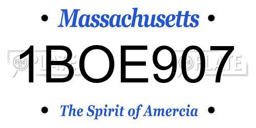 1BOE907 Massachusetts License Plate
