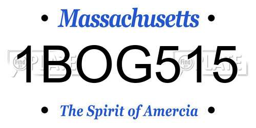 1BOG515 Massachusetts License Plate