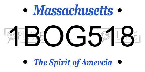 1BOG518 Massachusetts License Plate