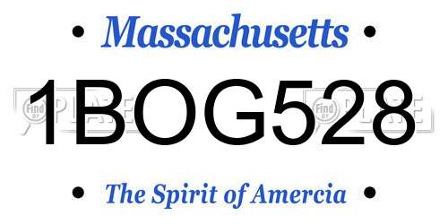 1BOG528 Massachusetts License Plate
