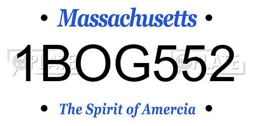 1BOG552 Massachusetts License Plate