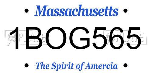 1BOG565 Massachusetts License Plate