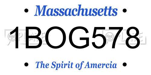1BOG578 Massachusetts License Plate