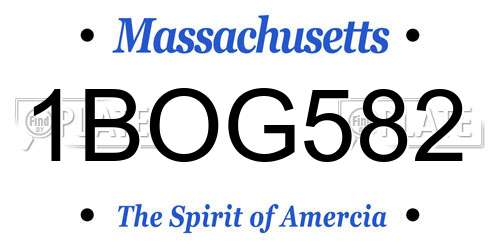 1BOG582 Massachusetts License Plate