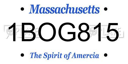 1BOG815 Massachusetts License Plate