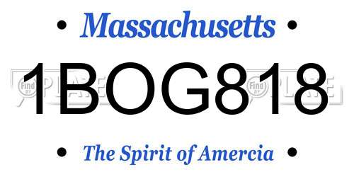 1BOG818 Massachusetts License Plate