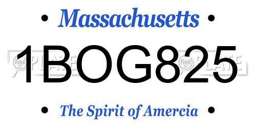 1BOG825 Massachusetts License Plate