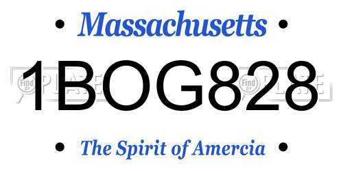 1BOG828 Massachusetts License Plate