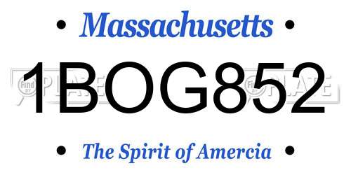 1BOG852 Massachusetts License Plate