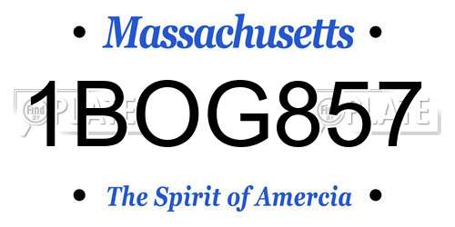 1BOG857 Massachusetts License Plate