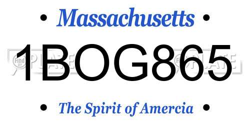 1BOG865 Massachusetts License Plate