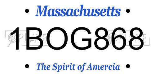 1BOG868 Massachusetts License Plate