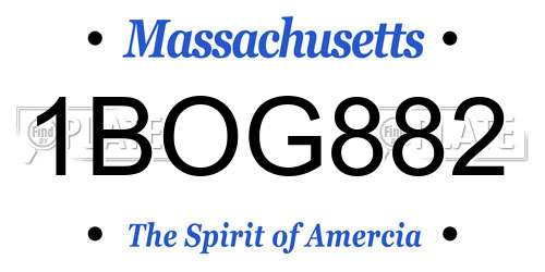 1BOG882 Massachusetts License Plate