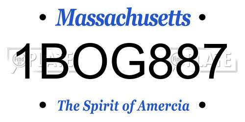 1BOG887 Massachusetts License Plate