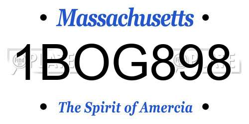 1BOG898 Massachusetts License Plate