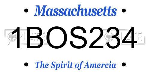 1BOS234 Massachusetts License Plate