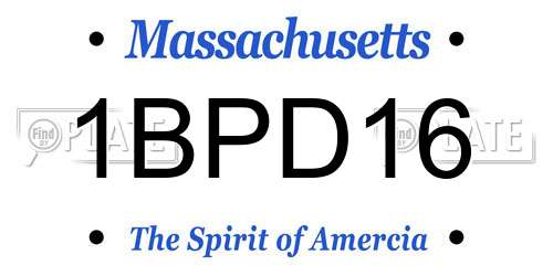 1BPD16 Massachusetts License Plate