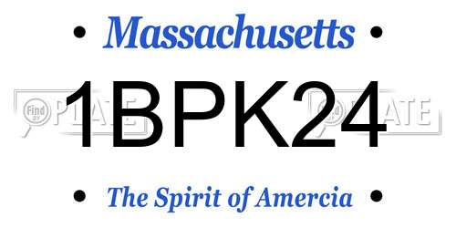 1BPK24 Massachusetts License Plate