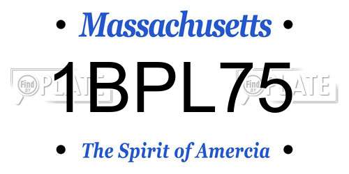 1BPL75 Massachusetts License Plate