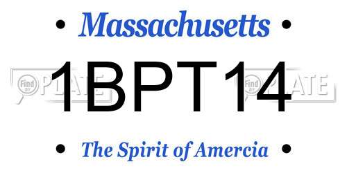 1BPT14 Massachusetts License Plate
