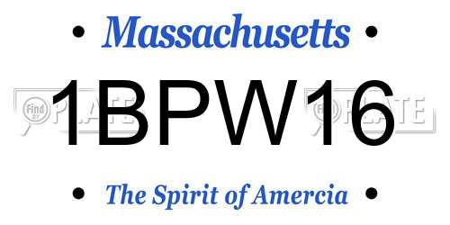 1BPW16 Massachusetts License Plate