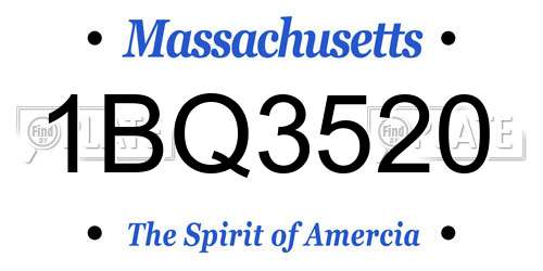 1BQ3520 Massachusetts License Plate