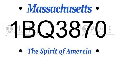 1BQ3870 Massachusetts License Plate