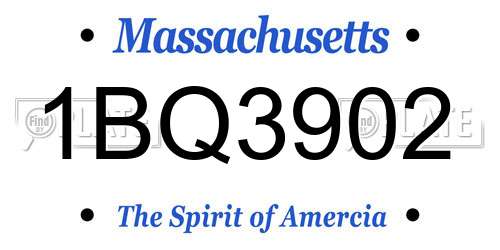 1BQ3902 Massachusetts License Plate