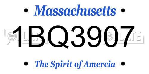 1BQ3907 Massachusetts License Plate