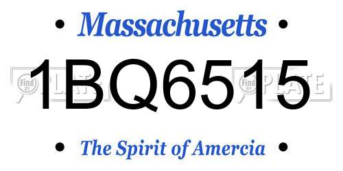 1BQ6515 Massachusetts License Plate