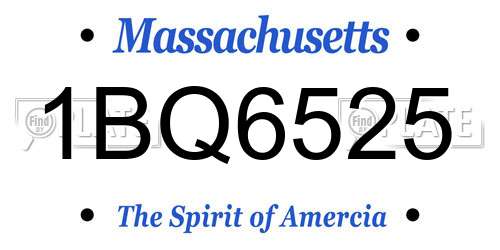 1BQ6525 Massachusetts License Plate