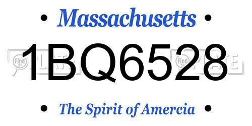 1BQ6528 Massachusetts License Plate