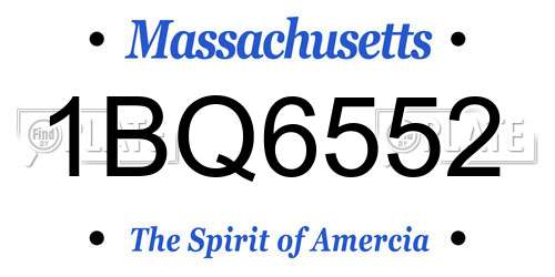 1BQ6552 Massachusetts License Plate