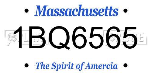 1BQ6565 Massachusetts License Plate