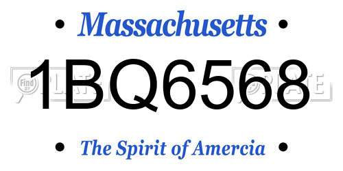 1BQ6568 Massachusetts License Plate