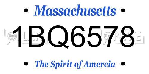 1BQ6578 Massachusetts License Plate