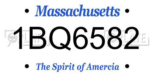 1BQ6582 Massachusetts License Plate