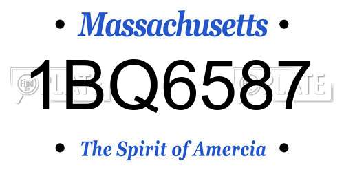 1BQ6587 Massachusetts License Plate