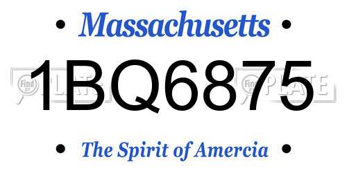 1BQ6875 Massachusetts License Plate